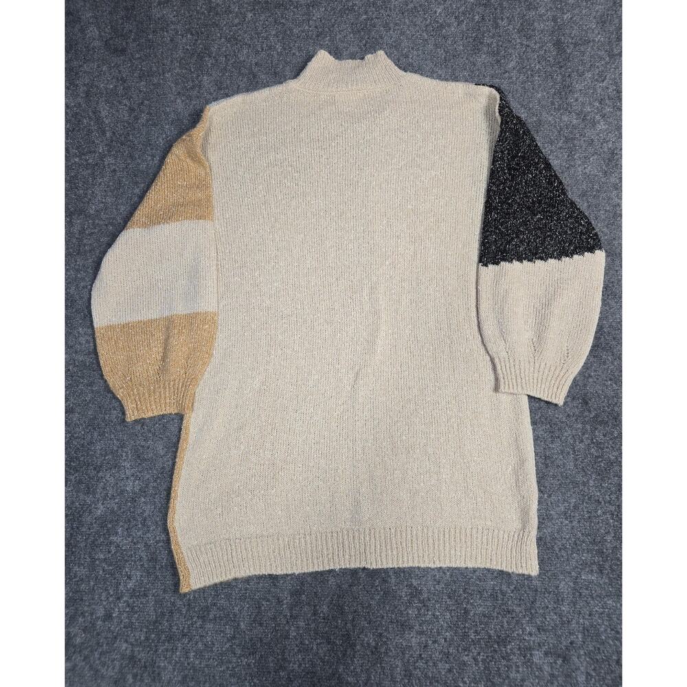 Blu Pepper Sweater Womens Large Multicolor Colorblock Mock Neck Tunic Knit - Picture 4 of 8
